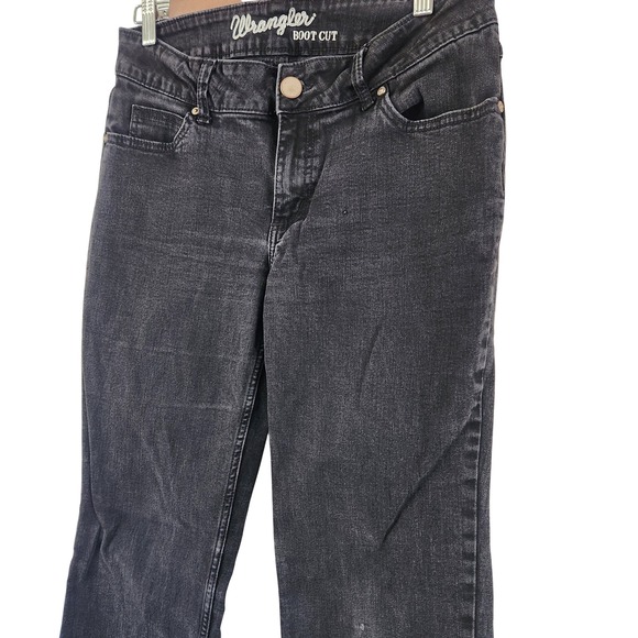 Wrangler Bootcut‎ womens black denim size 11/12 x 32 - Picture 2 of 7